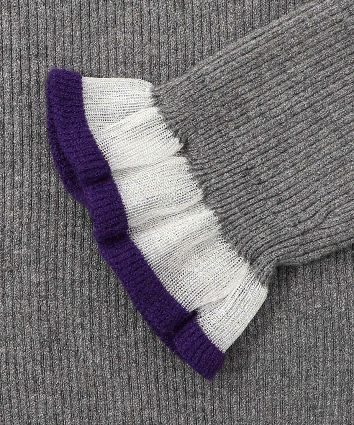 シアー×ニット 切替トップス-9