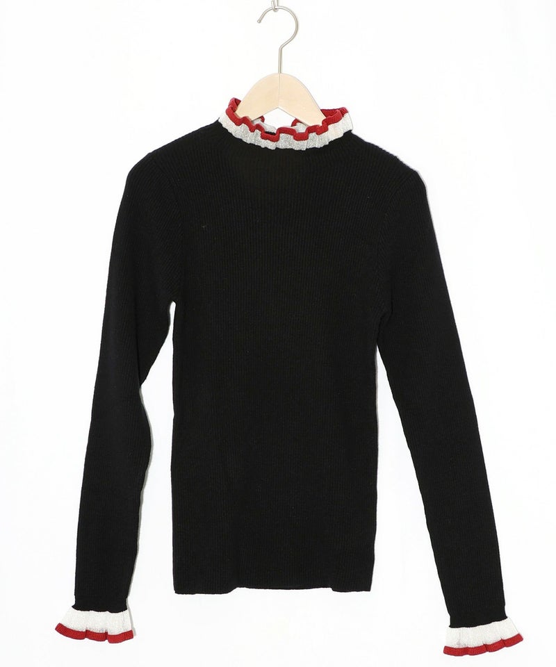 シアー×ニット 切替トップス-10