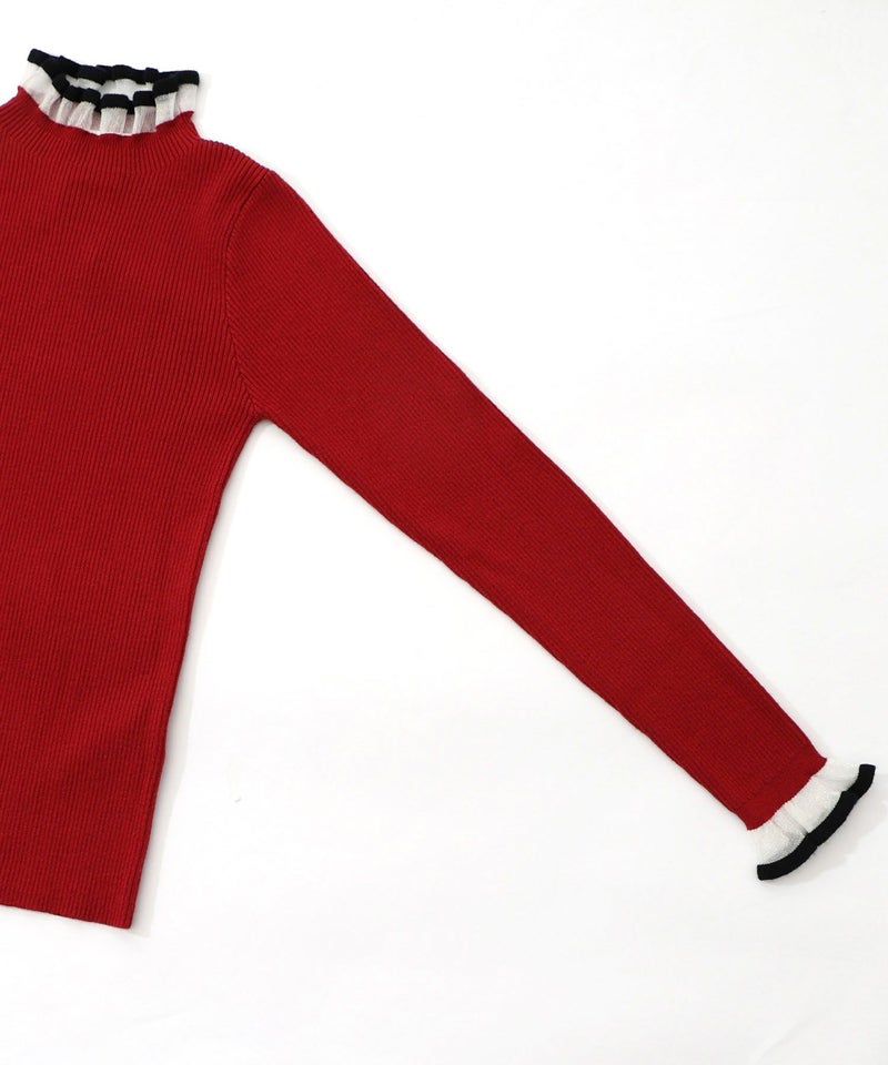 シアー×ニット 切替トップス-15