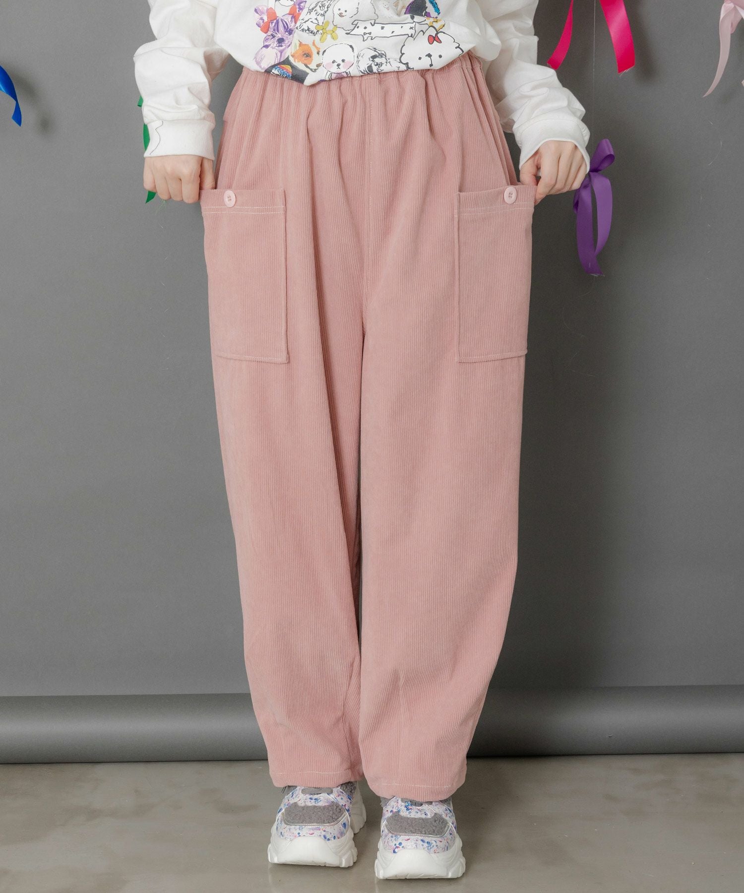 153754：スカラーちゃんネーム ボタンポケットコーデュロイパンツの