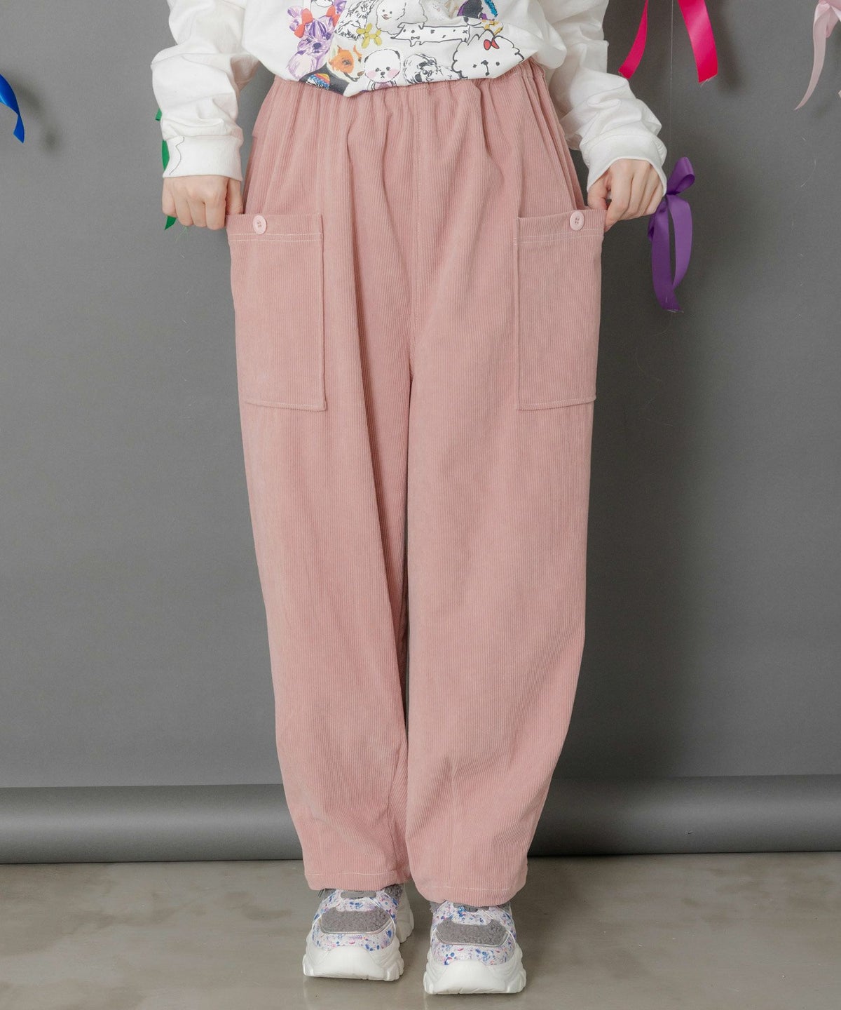 スカラーちゃん刺繍コーデュロイパンツ-4