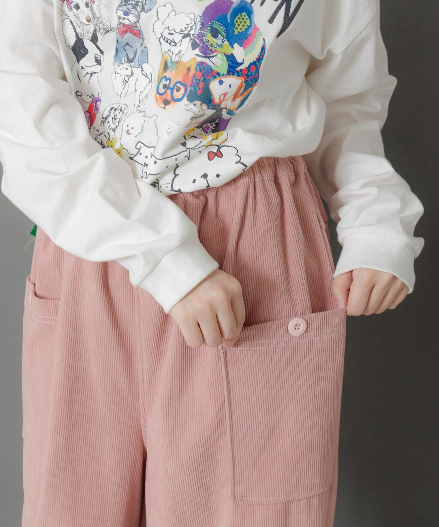 153754：スカラーちゃんネーム ボタンポケットコーデュロイパンツの