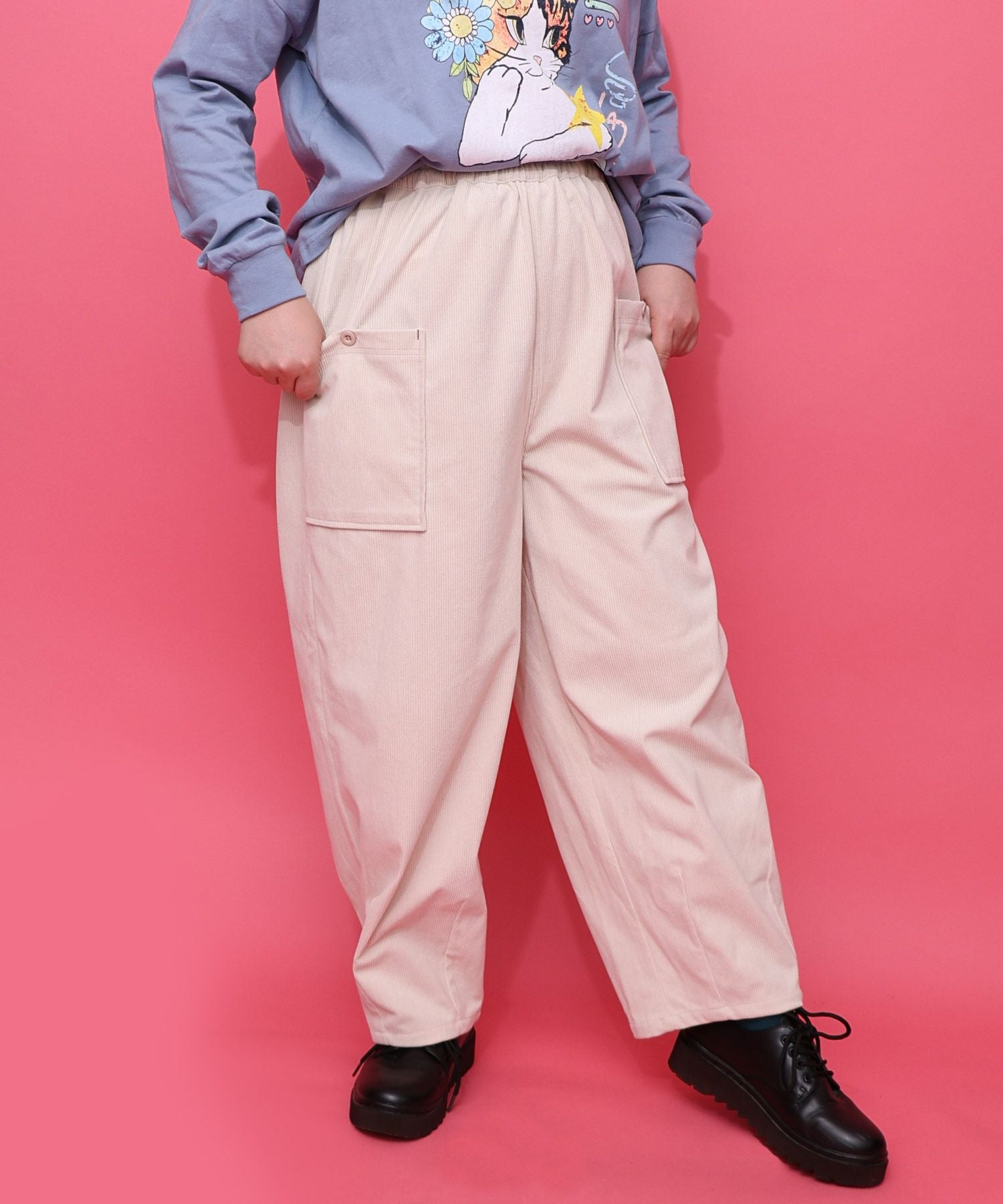 153754：スカラーちゃんネーム ボタンポケットコーデュロイパンツの