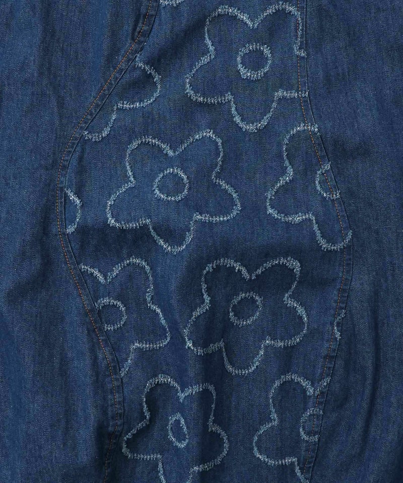 花柄ジャガードデニム×波模様デニムスカート-16