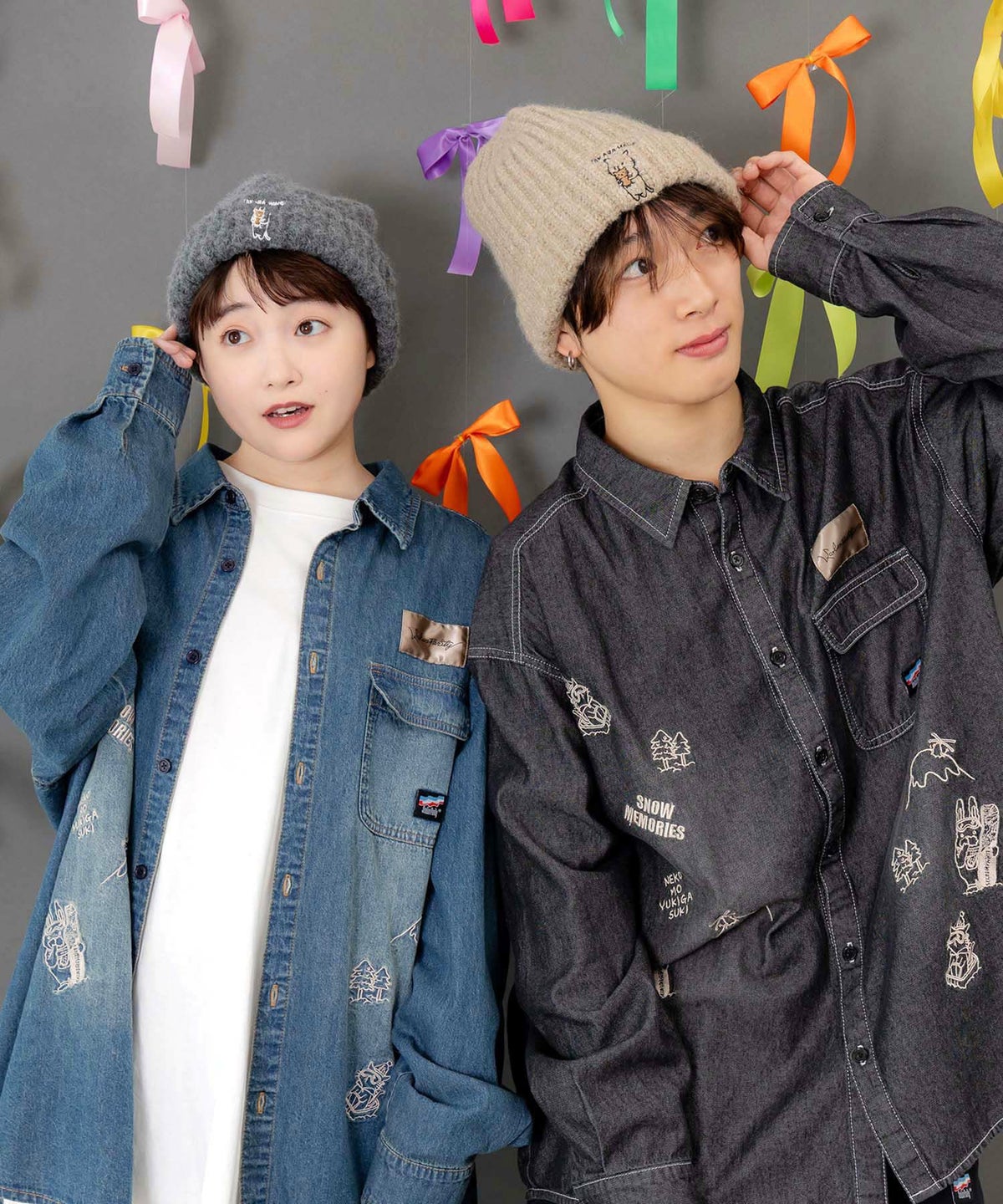 ネコのたからもの刺繍ニット帽-1