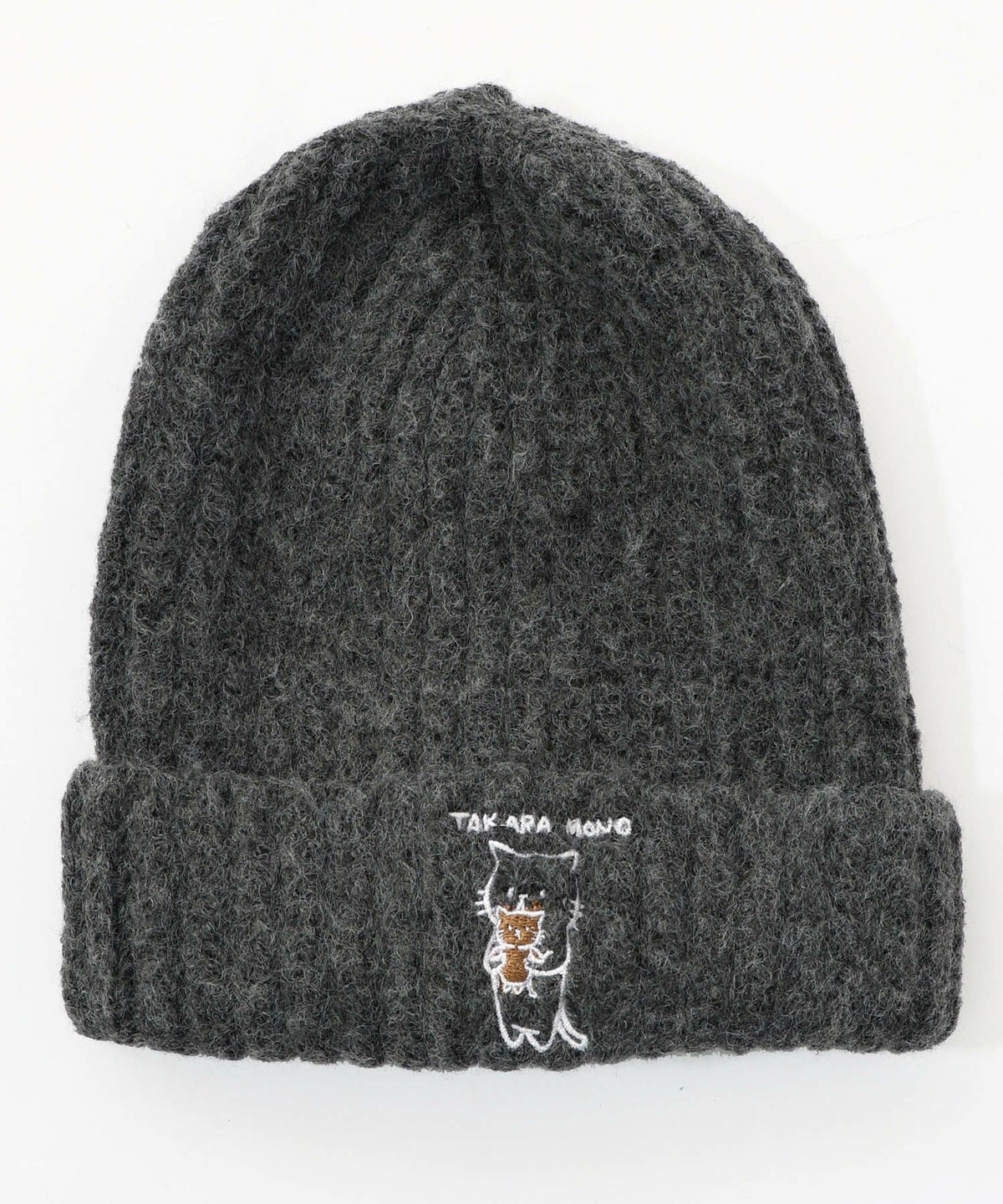ネコのたからもの刺繍ニット帽-8