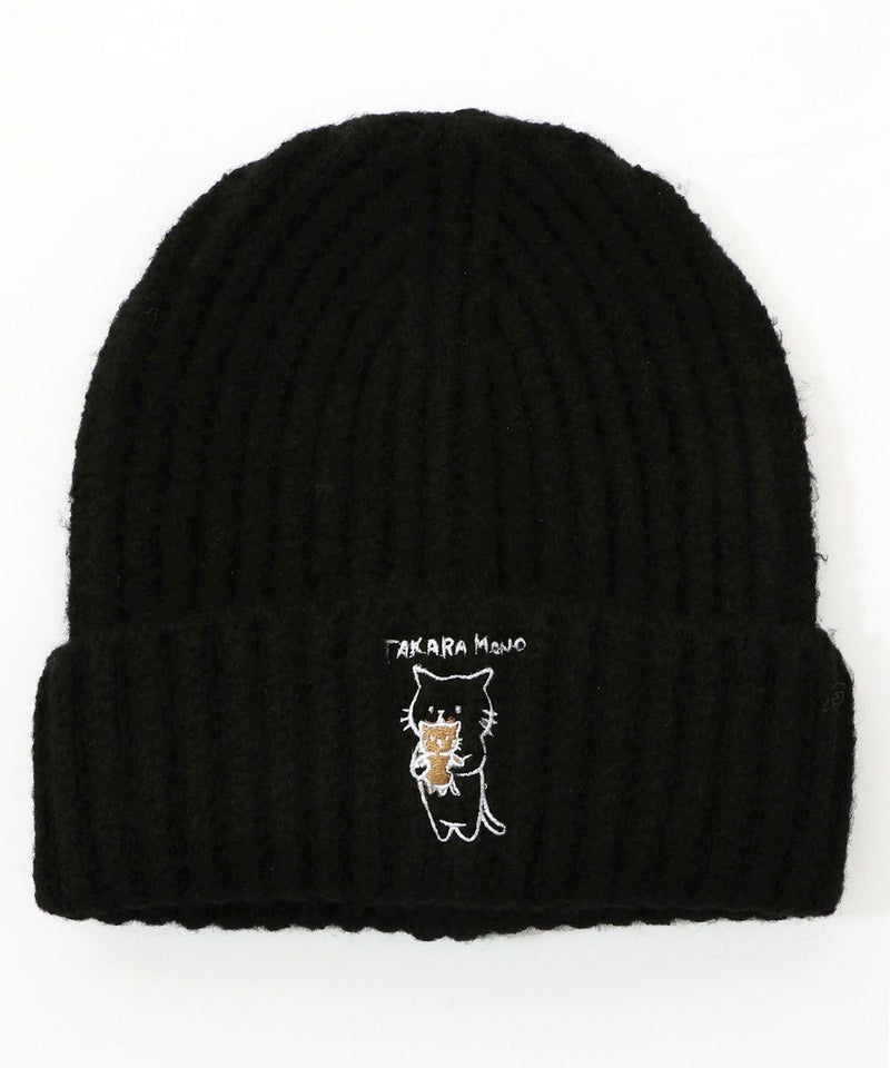 ネコのたからもの刺繍ニット帽-10