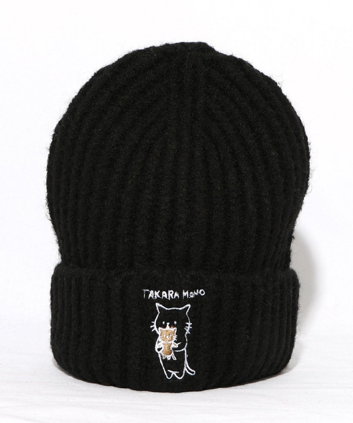 ネコのたからもの刺繍ニット帽-14