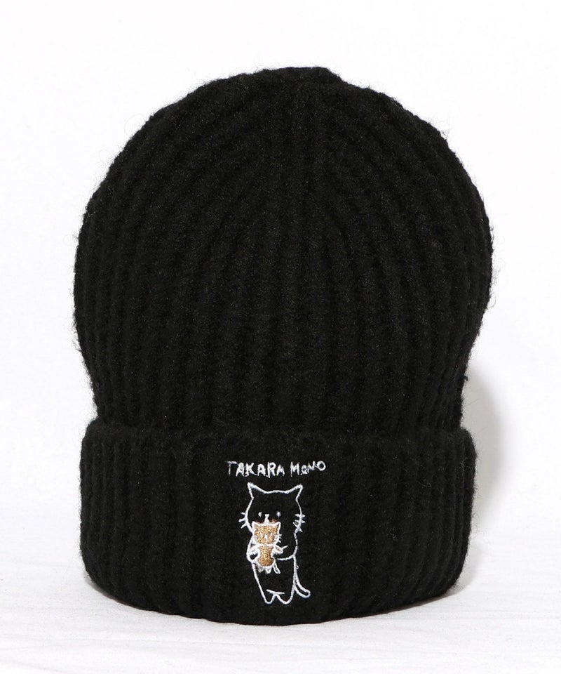 ネコのたからもの刺繍ニット帽-14