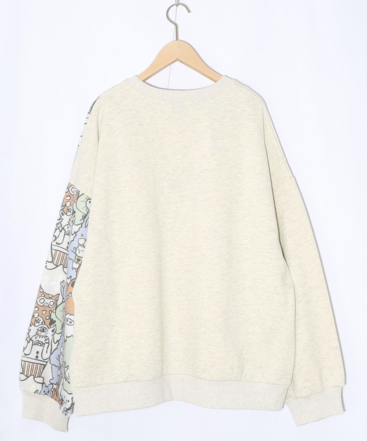 Parityキャラ総柄 裏起毛波模様切替プルオーバー-15