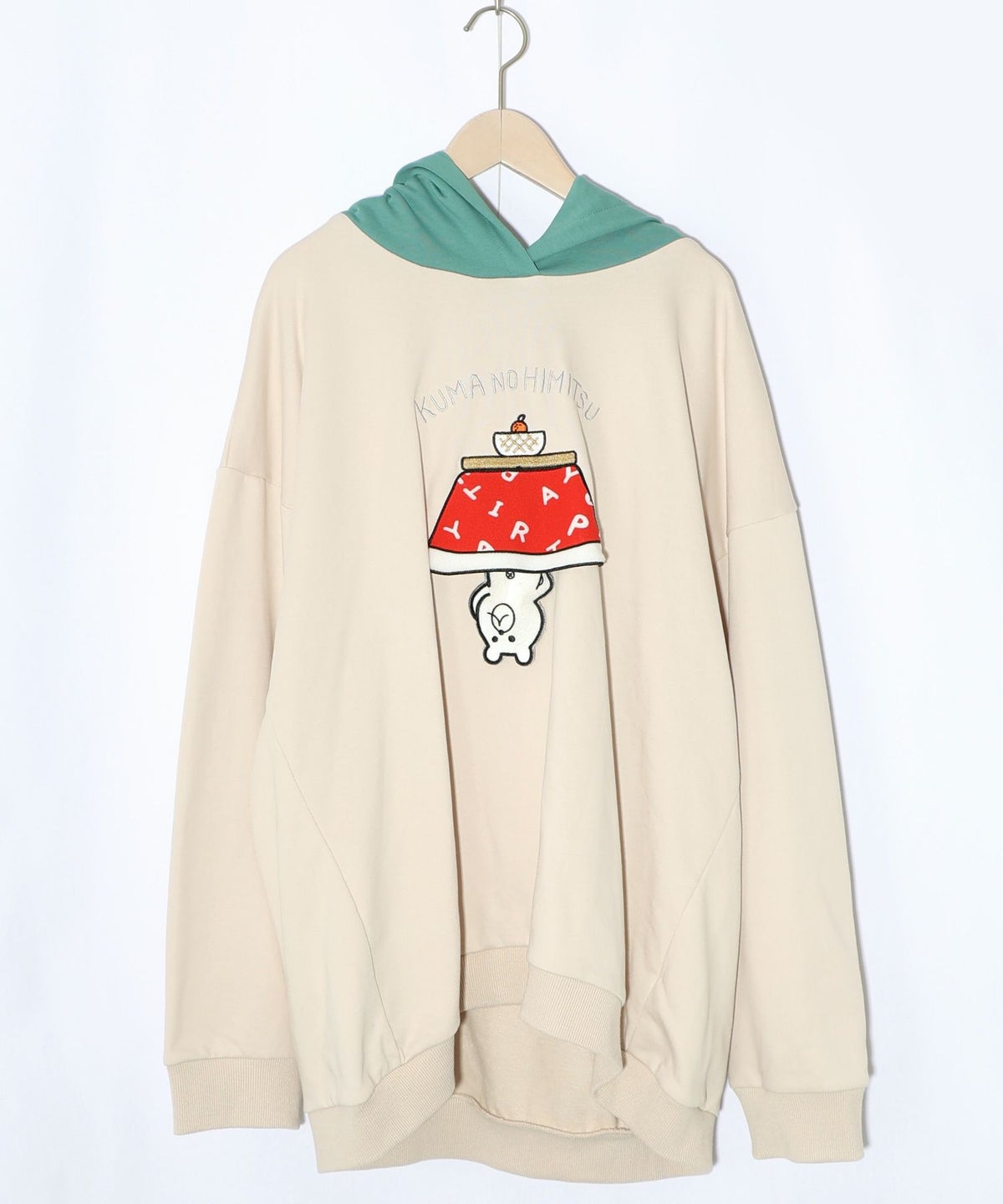 ぐうたらの極み こたつクマフード付きプルオーバー-9