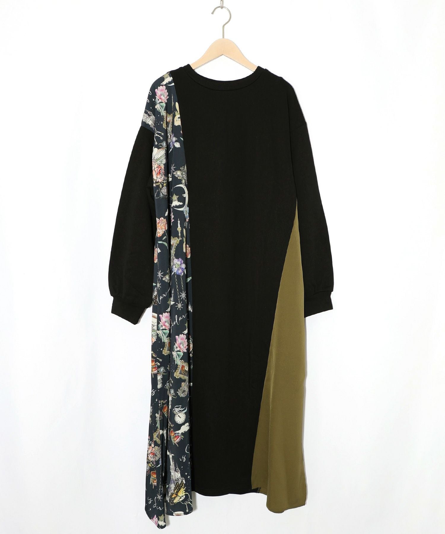 553289：アンティーク柄 バイカラー切替ワンピースの通販-ScoLar