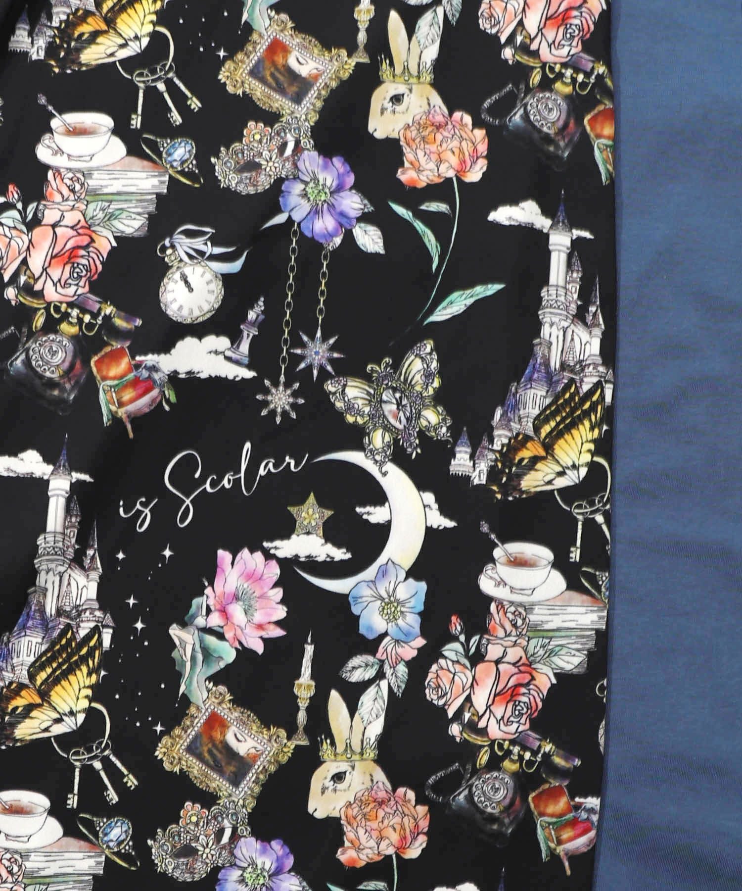 553289：アンティーク柄 バイカラー切替ワンピースの通販-ScoLar