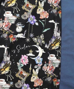 アンティーク柄 バイカラー切替ワンピース-12