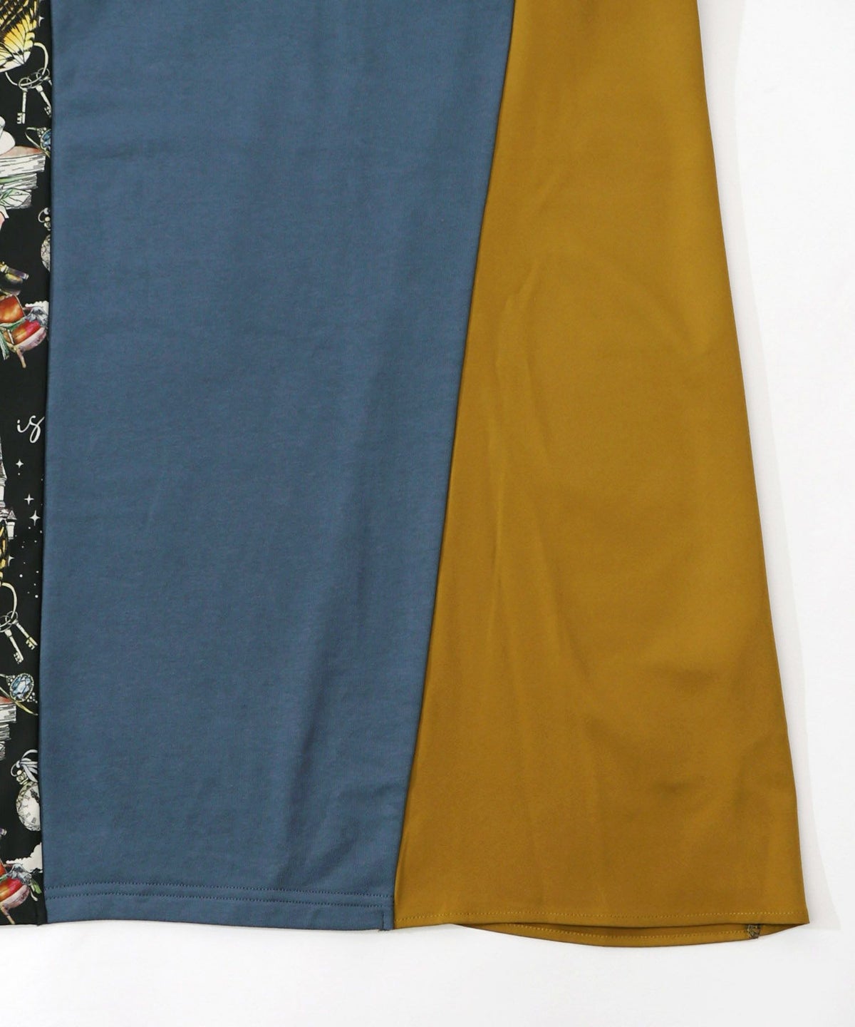 アンティーク柄 バイカラー切替ワンピース-16