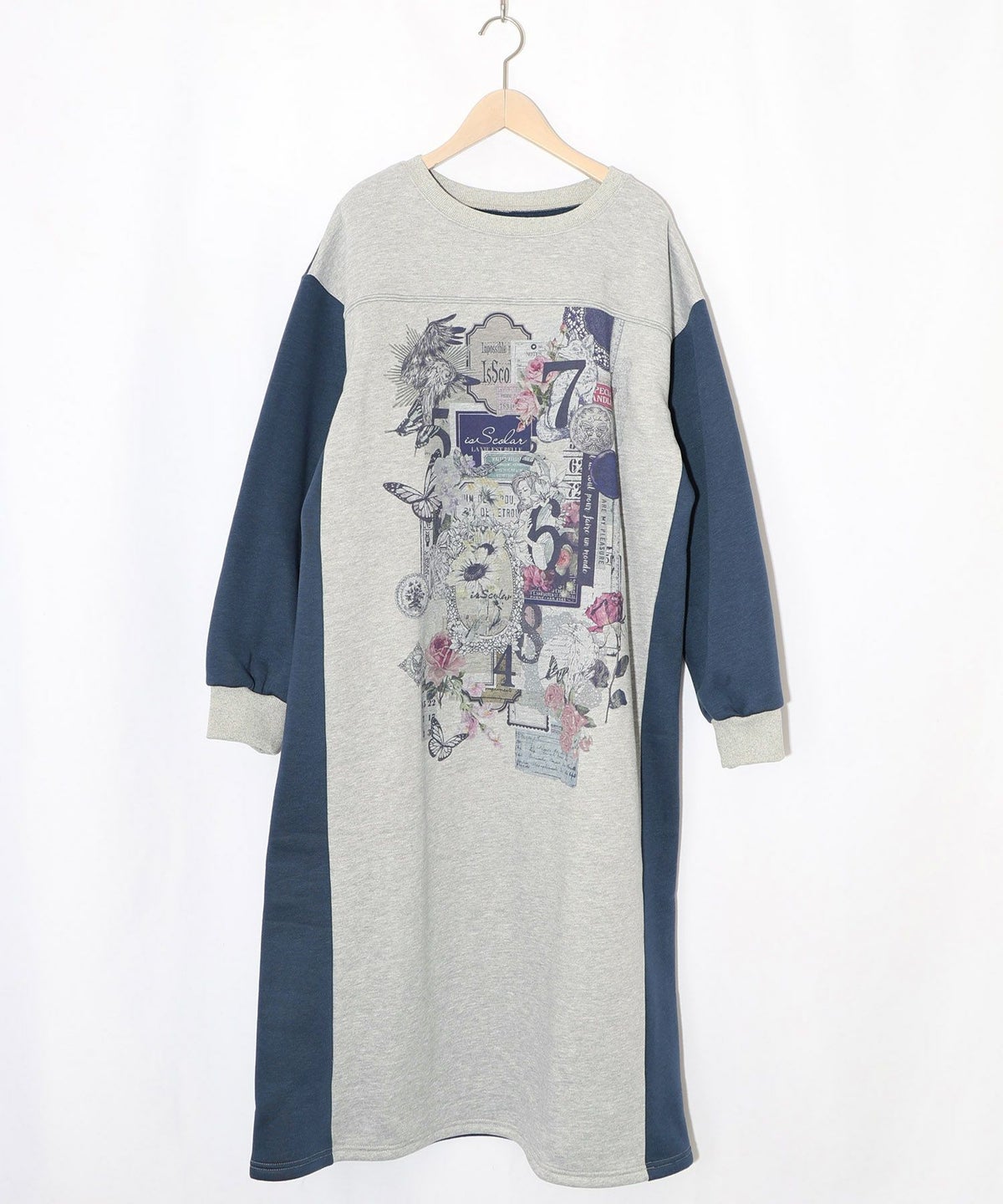 コラージュ柄裏起毛ワンピース-11