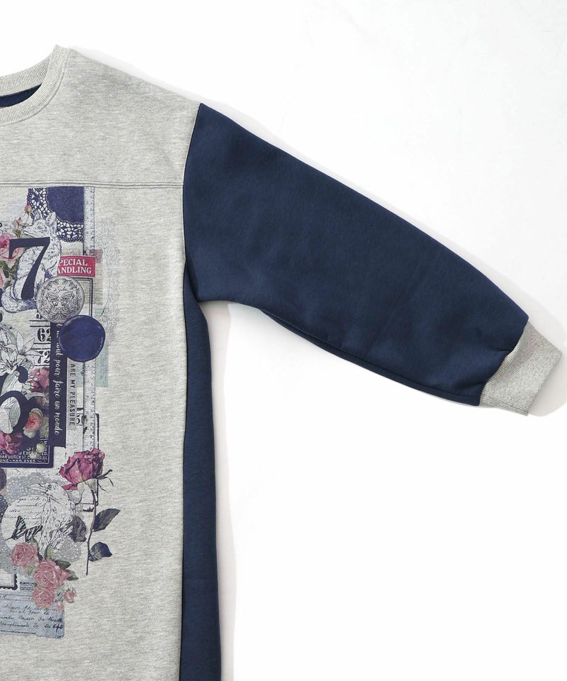 コラージュ柄裏起毛ワンピース-18