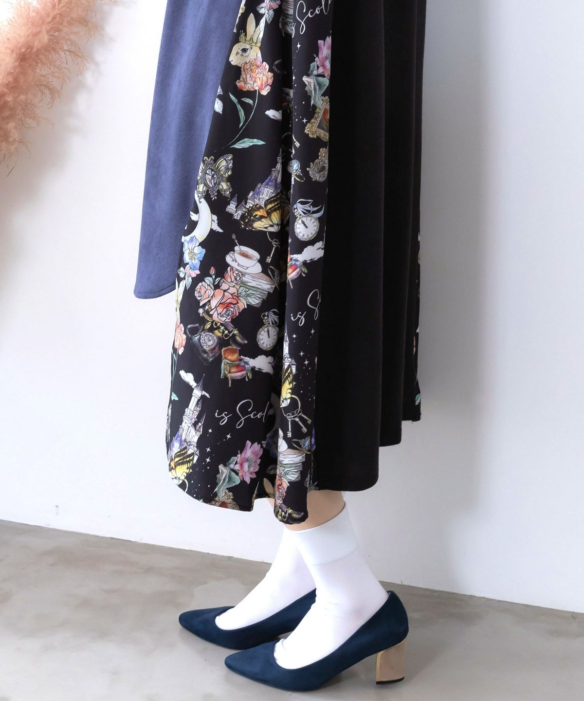 アンティーク柄 3素材切替ロングカーディガン-8