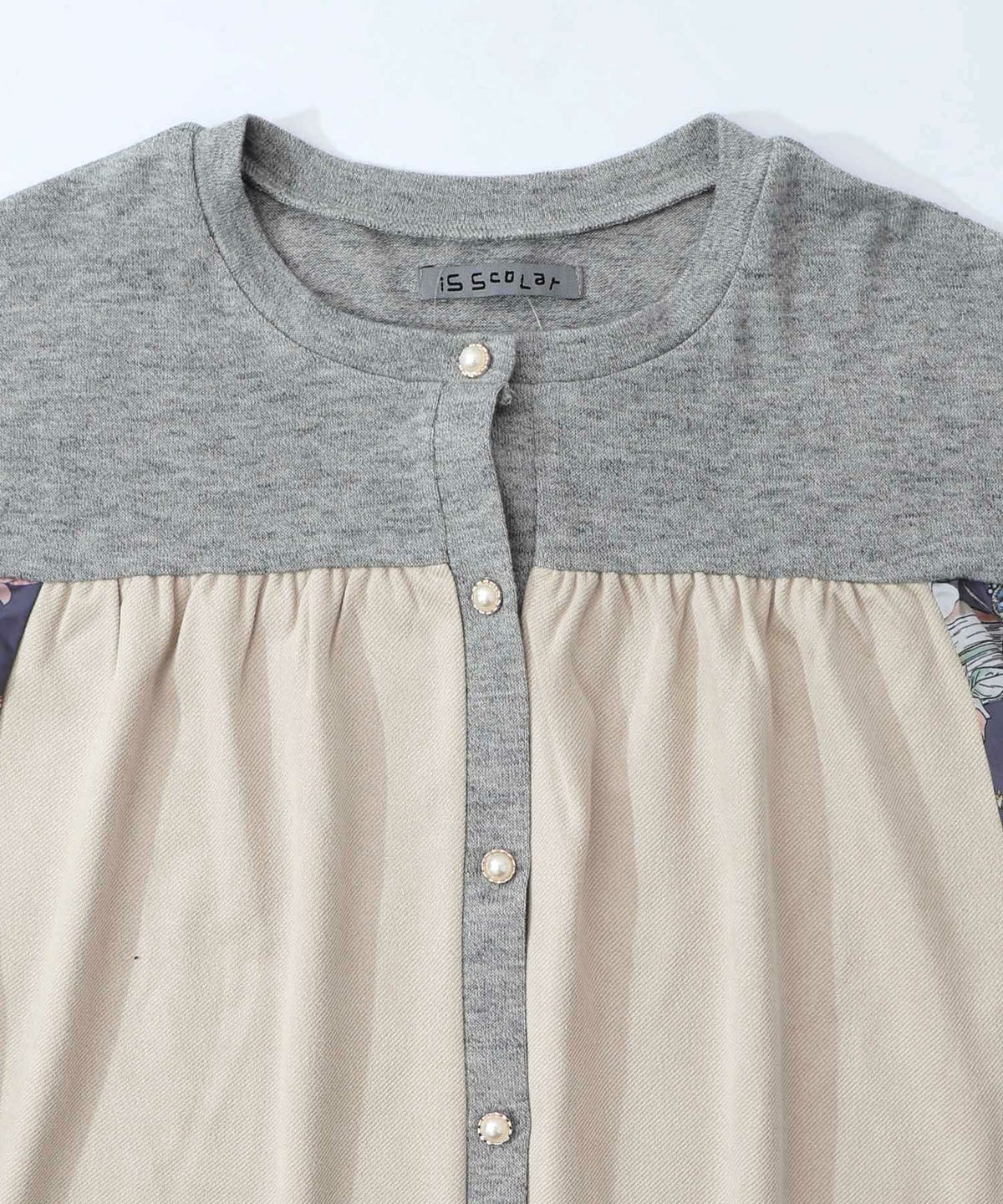 アンティーク柄 3素材切替ロングカーディガン-16