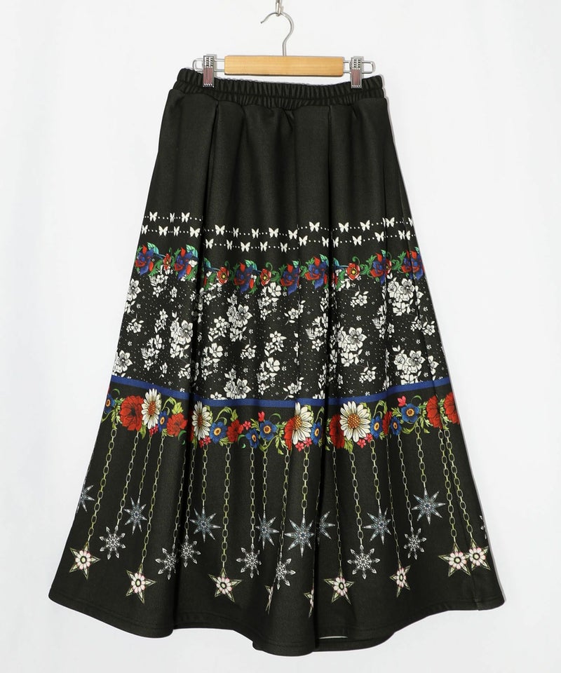 冬のオーナメント×花柄 裏起毛スカート-8