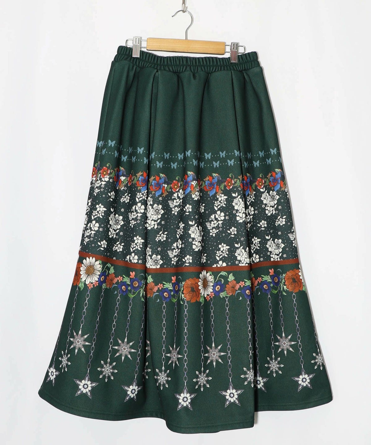 冬のオーナメント×花柄 裏起毛スカート-10