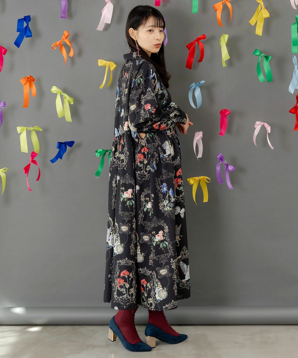 ヴィンテージ風額縁柄シャツワンピース-4