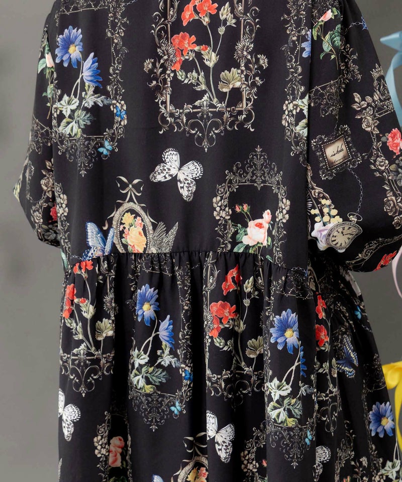 ヴィンテージ風額縁柄シャツワンピース-6