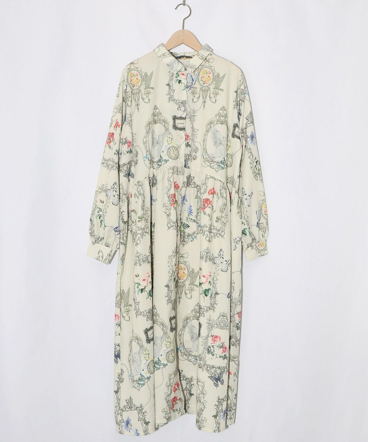 ヴィンテージ風額縁柄シャツワンピース-9