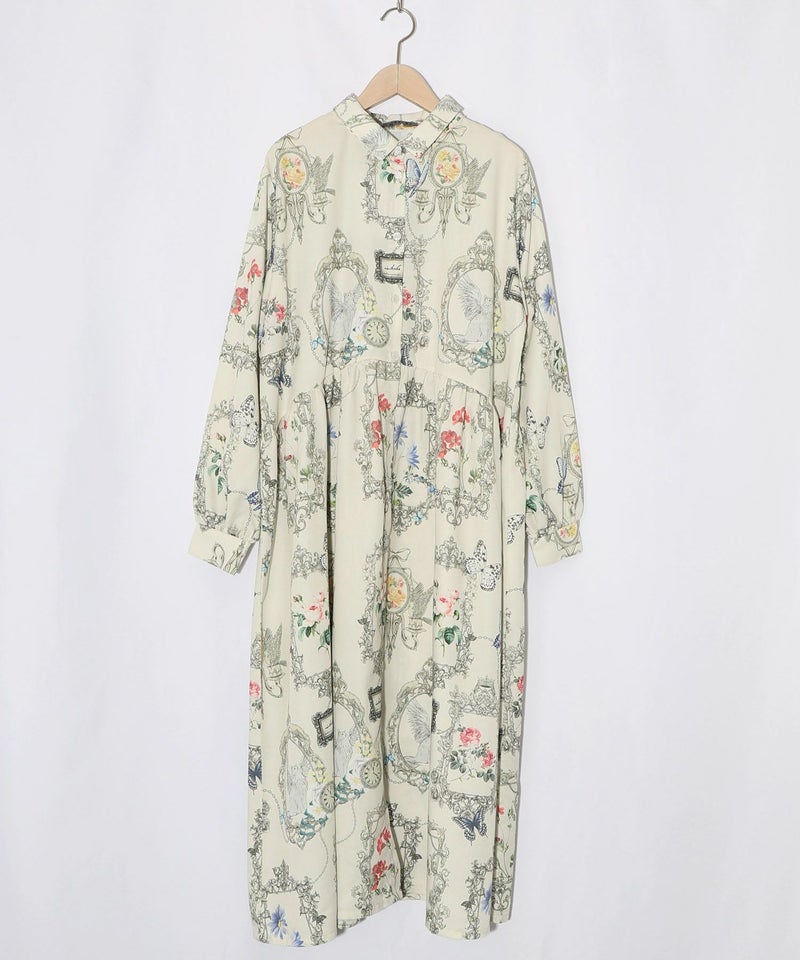 ヴィンテージ風額縁柄シャツワンピース-9