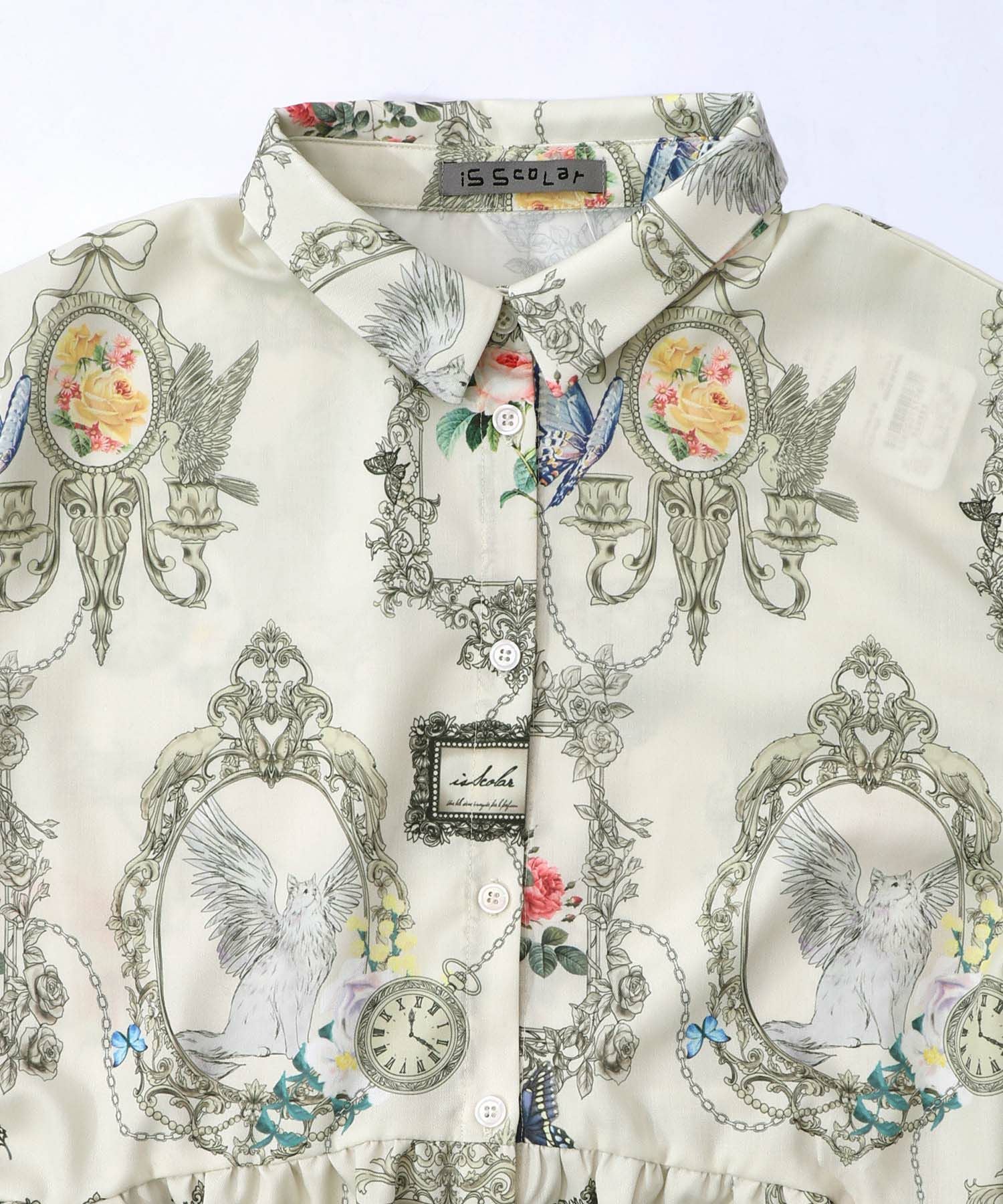 553282：ヴィンテージ風額縁柄シャツワンピースの通販-ScoLar