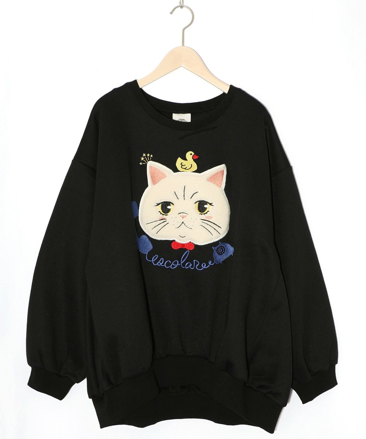 ネコのボアアップリケ×刺繍 裏起毛プルオーバー-8