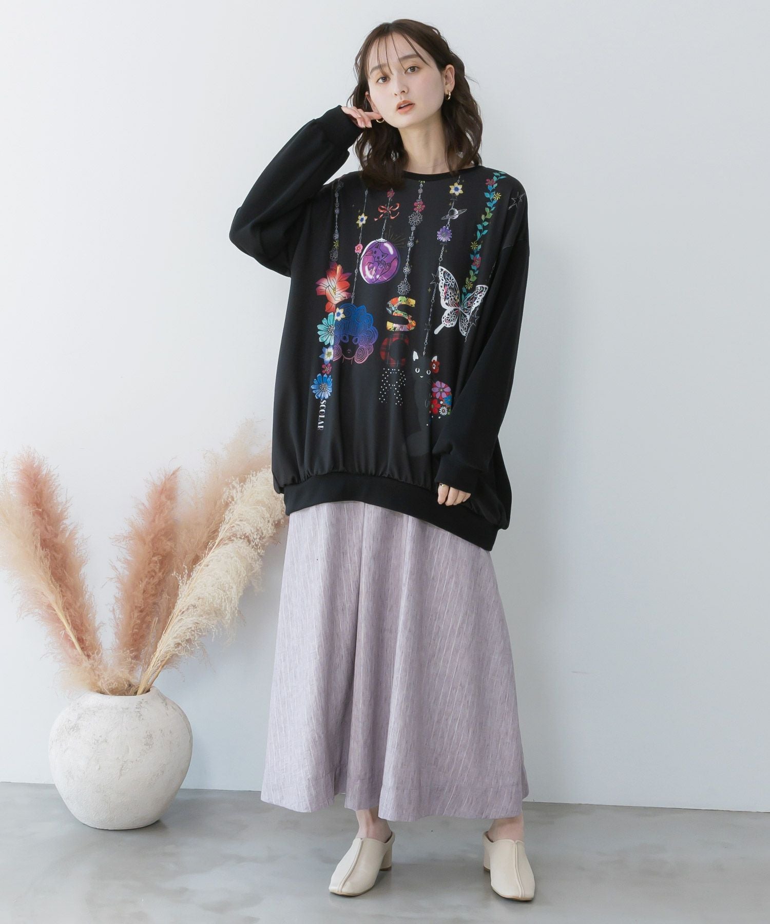 153764：スカラーガーランド柄裏毛チュニックの通販-ScoLar