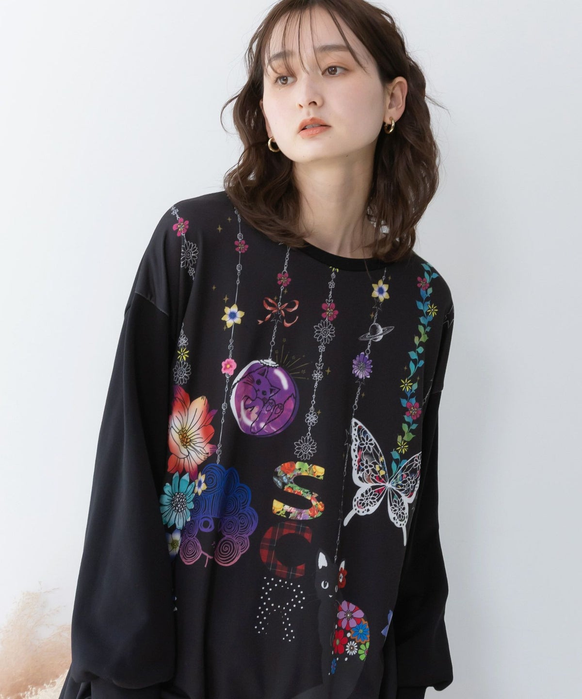 スカラーガーランド柄裏毛チュニック-3