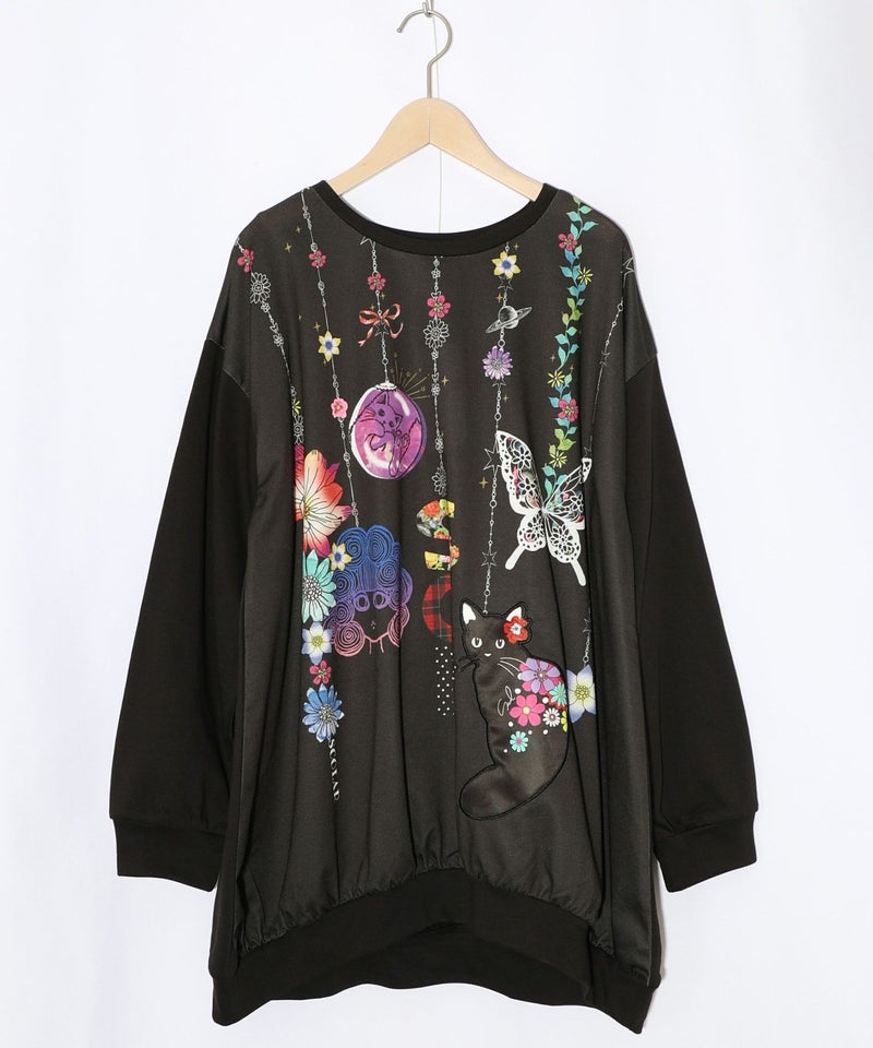 スカラーガーランド柄裏毛チュニック-11