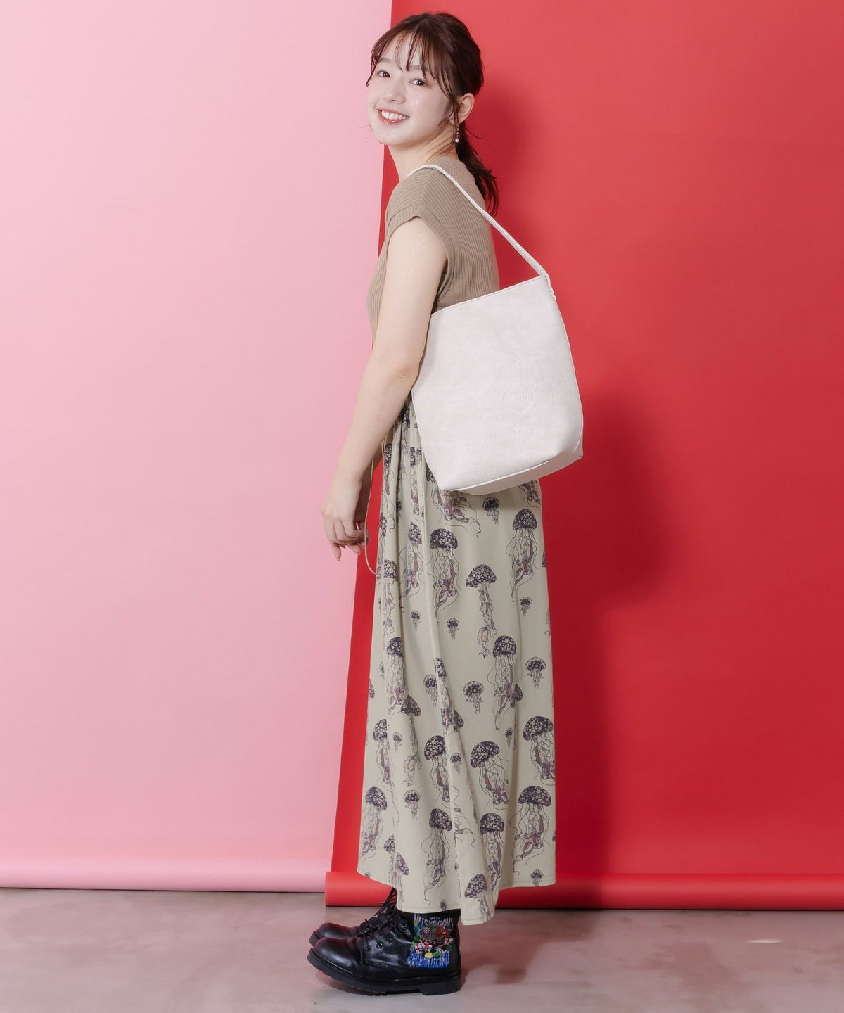 スカラーちゃん型押し合皮ショルダーバッグ-2