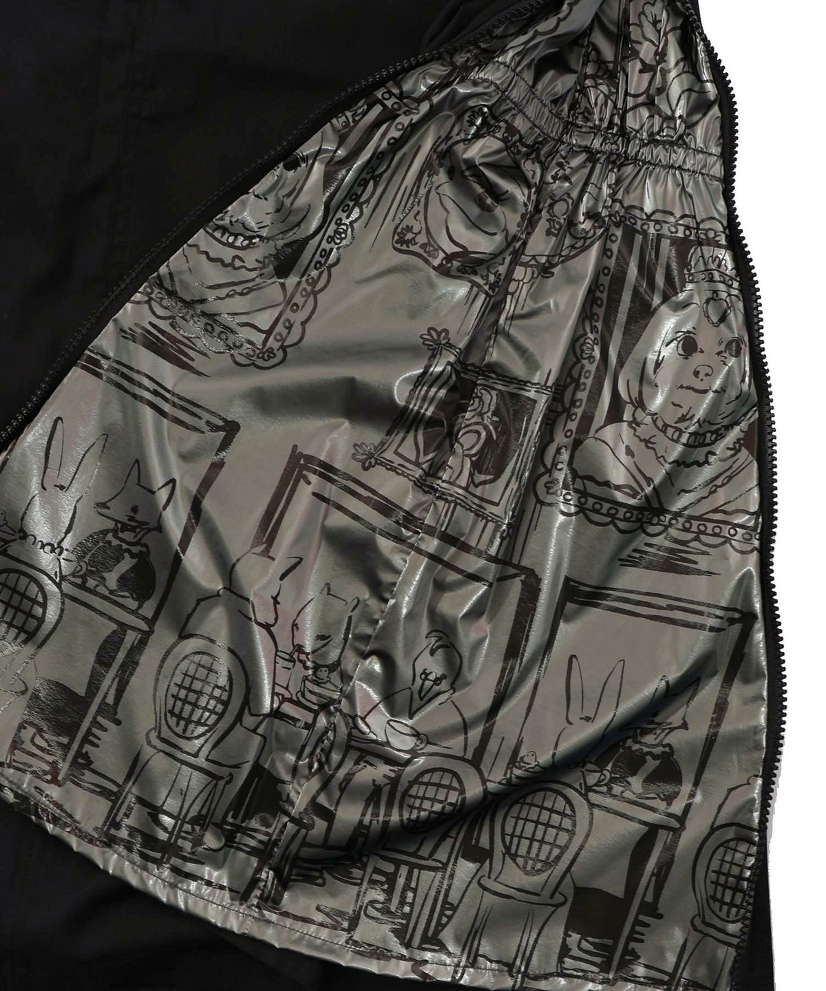 無地×動物たちの肖像柄 4wayツイルスカート-10