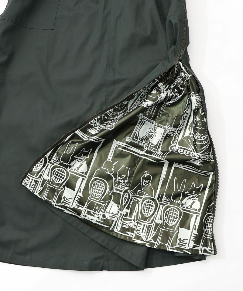 無地×動物たちの肖像柄 4wayツイルスカート-20