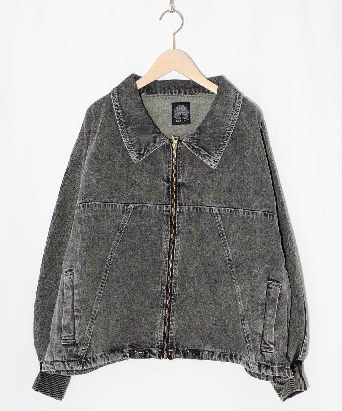 ヴィンテージ風ネコ刺繍デニムジャケット-9