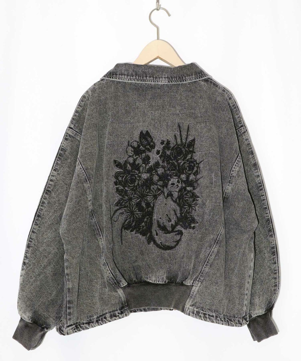 ヴィンテージ風ネコ刺繍デニムジャケット-10