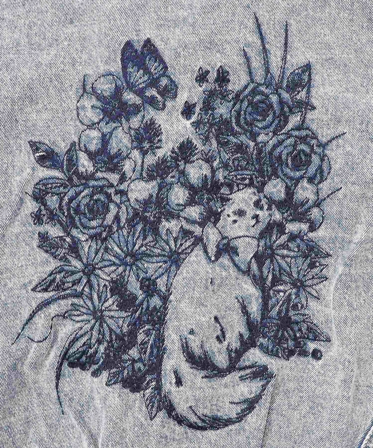 ヴィンテージ風ネコ刺繍デニムジャケット-14