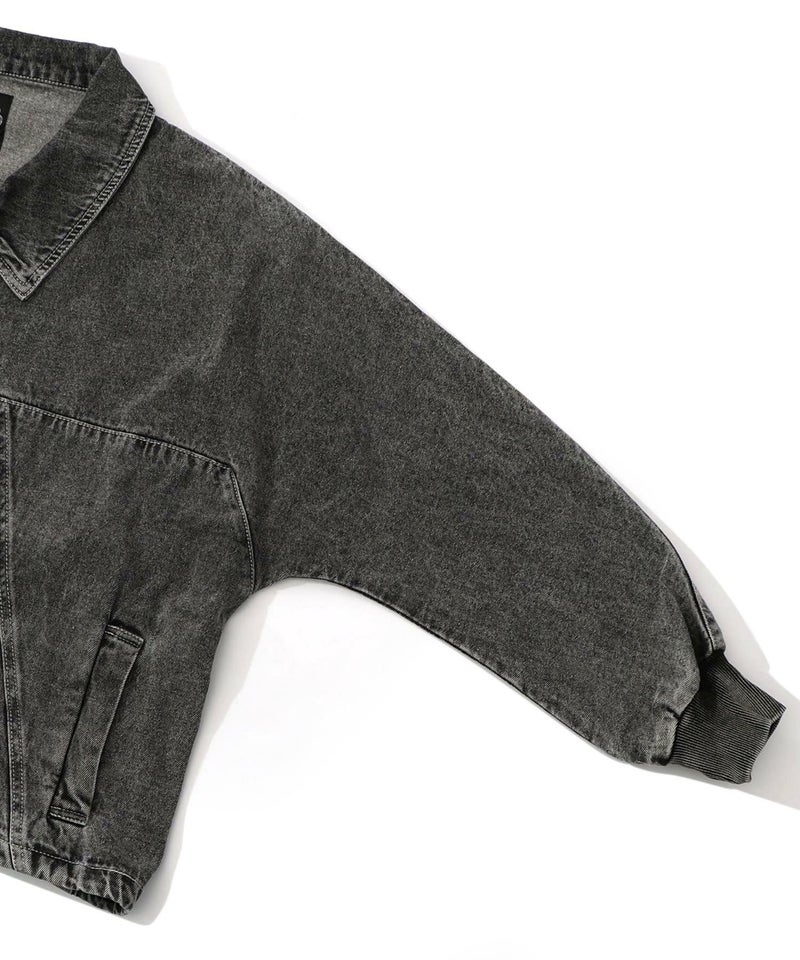 ヴィンテージ風ネコ刺繍デニムジャケット-16