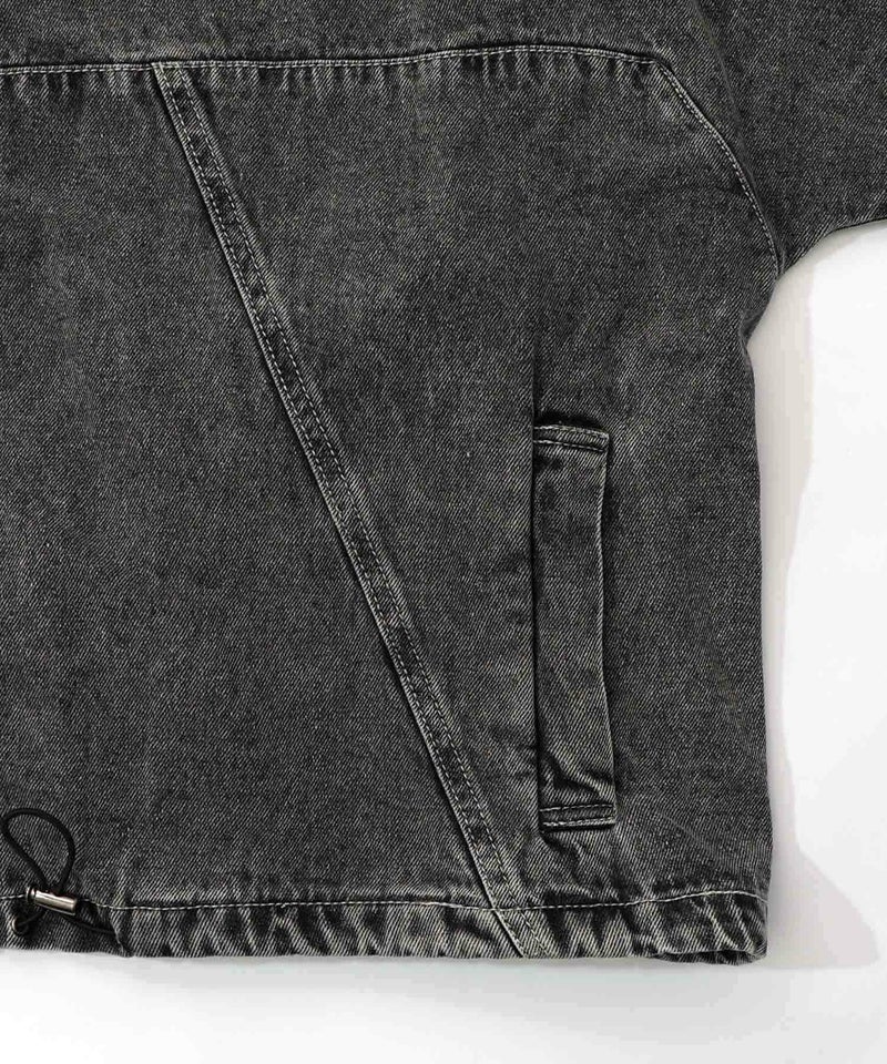 ヴィンテージ風ネコ刺繍デニムジャケット-17