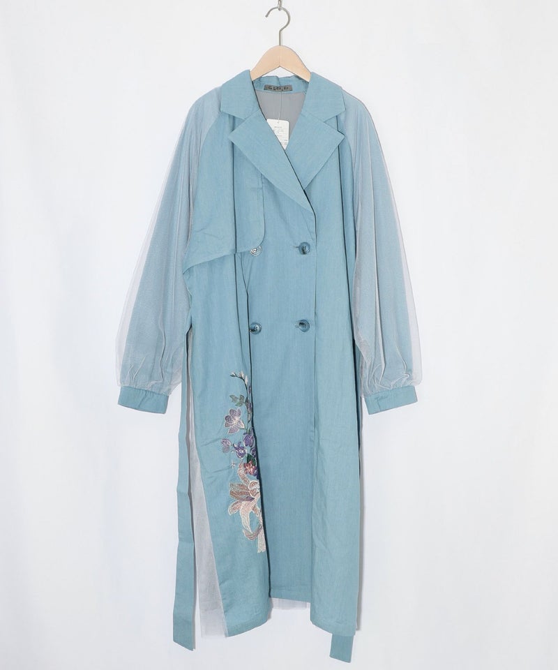 チュール重ね花刺繍ロングコート-21