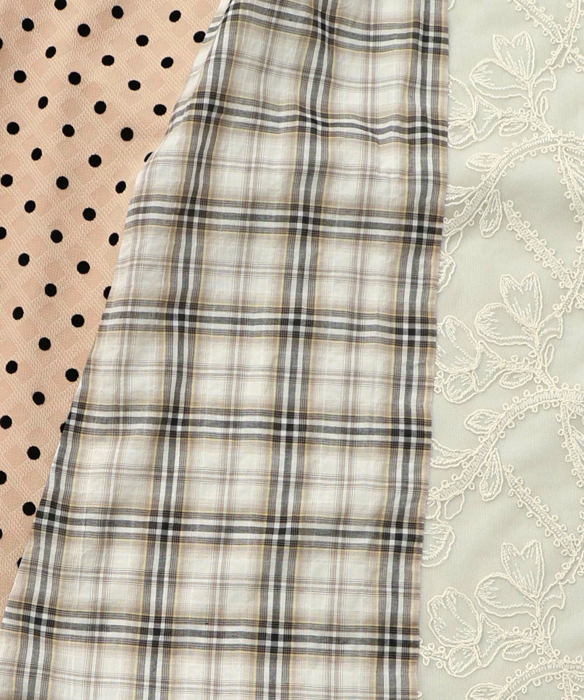 ドット×チェック×チュール×レース切替スカート-18