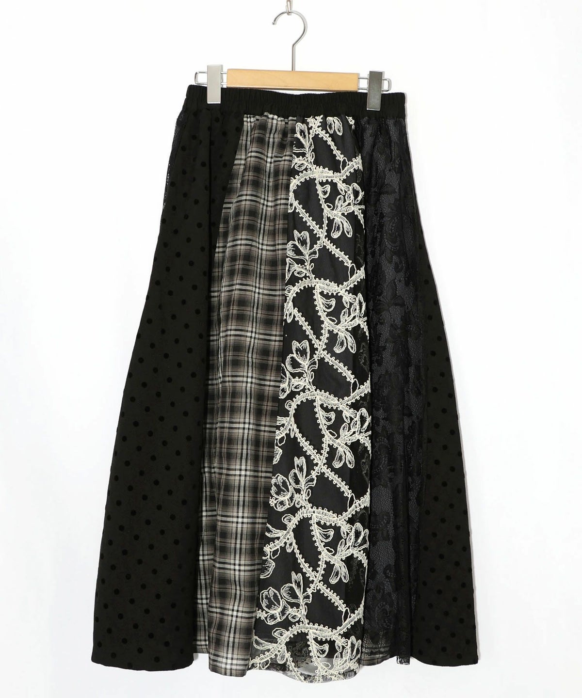 ドット×チェック×チュール×レース切替スカート-19