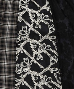 ドット×チェック×チュール×レース切替スカート-20