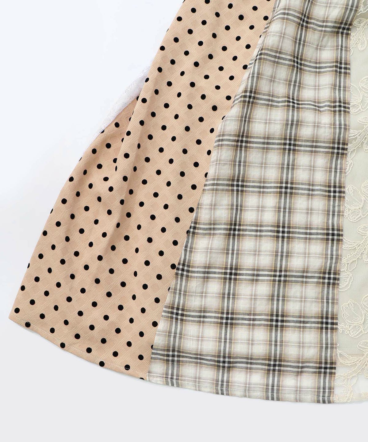 ドット×チェック×チュール×レース切替スカート-22