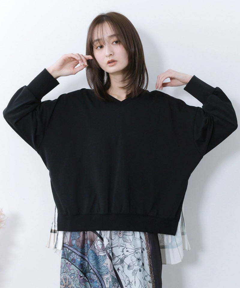 星座×ステンドグラス柄プリーツ切替プルオーバー-1