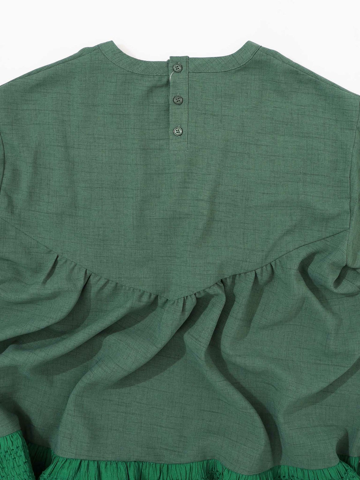 花蝶刺繍シャーリング生地ティアード風ワンピース-22