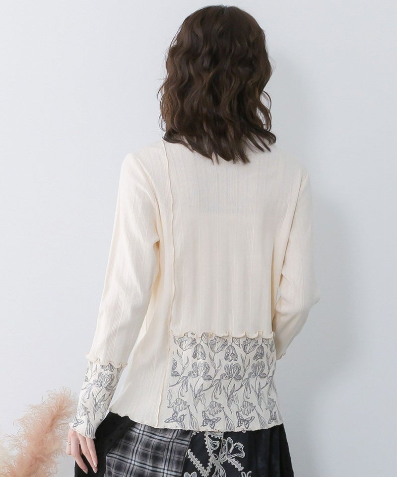 花蝶刺繍テレコ素材メロウ入りインナー-5